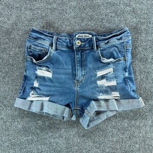 Wax Jean Collection Distressed Denim Shorts Cuffed Size M Womens Streetwear
